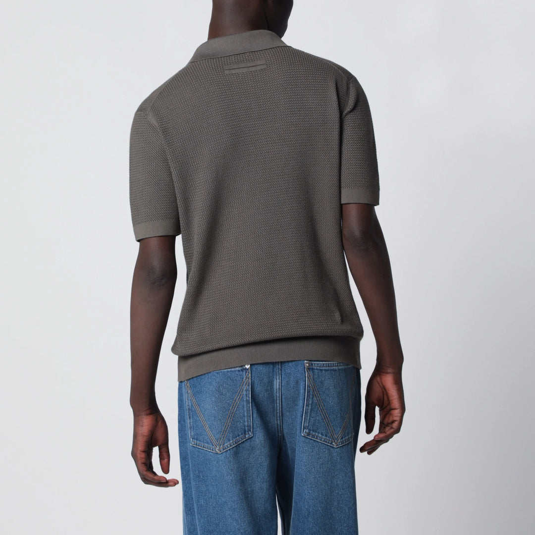 ZEGNA - Dark taupe cotton knit polo