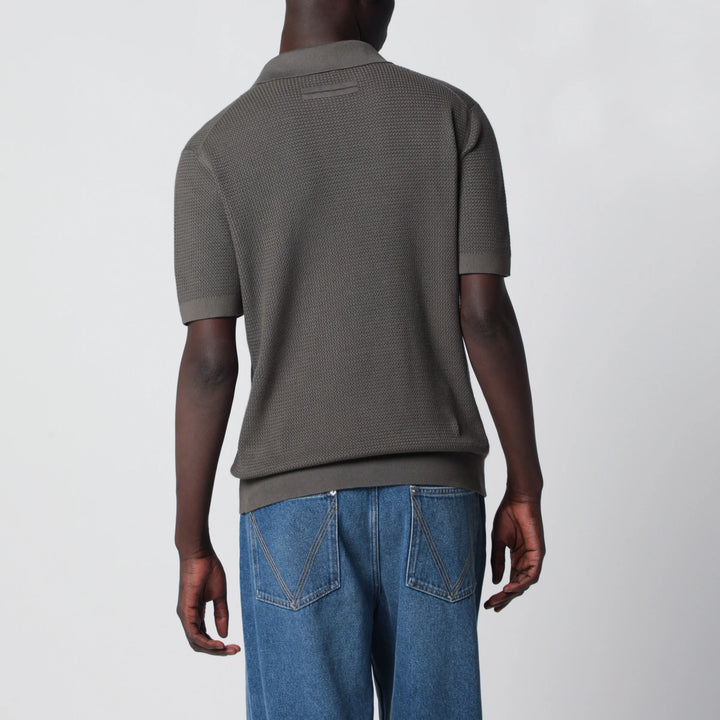 ZEGNA - Dark taupe cotton knit polo