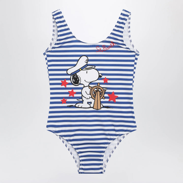 MC2 Saint Barth - Striped one-piece swimsuit with Snoopy