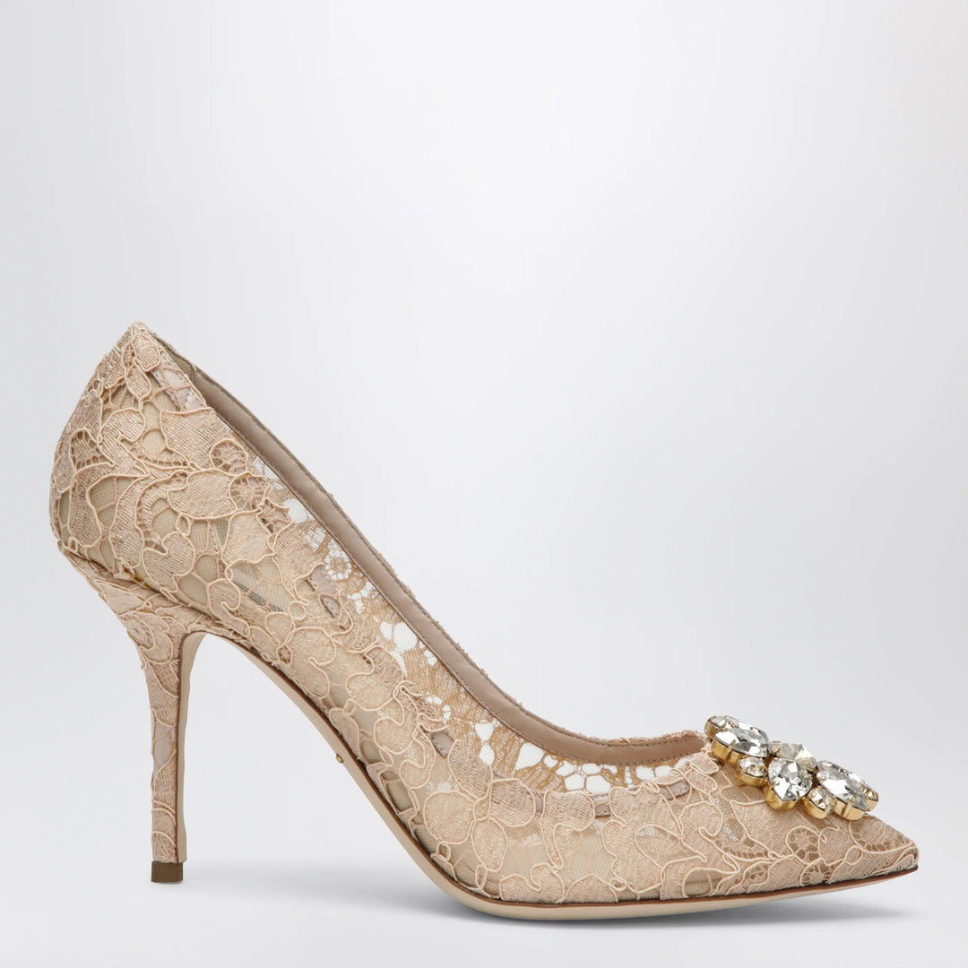 Dolce&amp;Gabbana - Bellucci pumps in Taormina lace with crystals, apricot