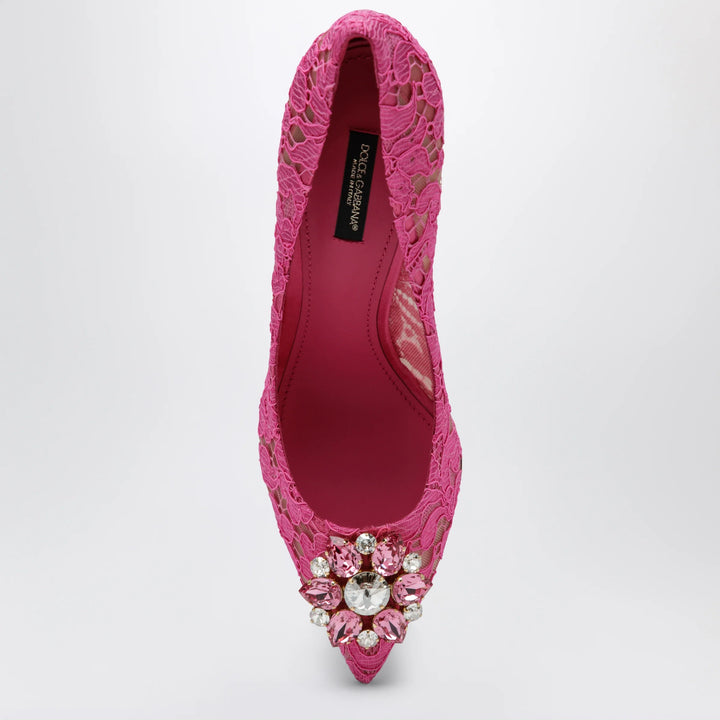 Dolce&amp;Gabbana - Bellucci lace pumps with crystals in fuchsia