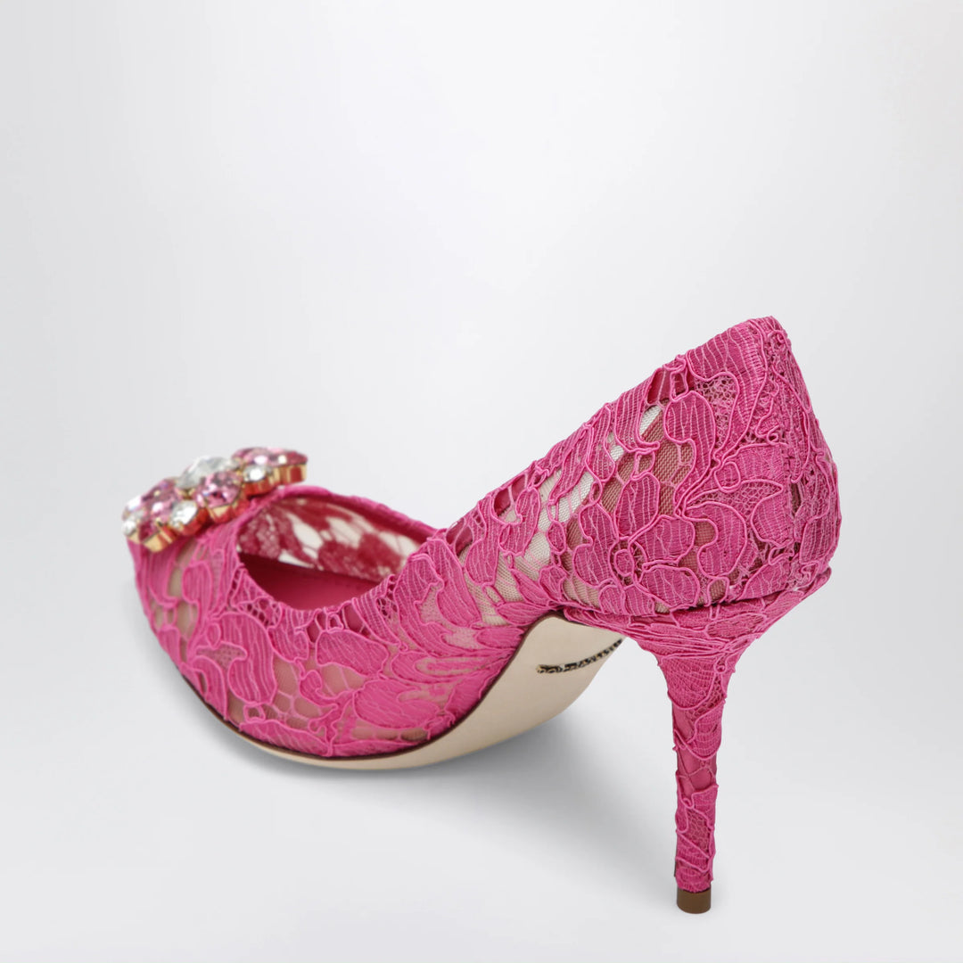 Dolce&amp;Gabbana - Bellucci lace pumps with crystals in fuchsia