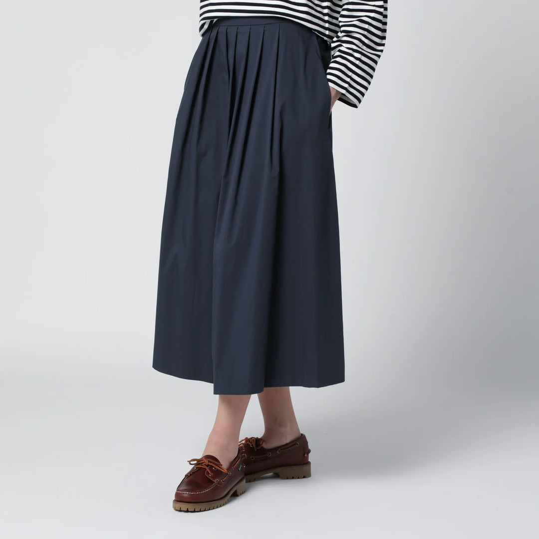 PT Torino - Blue pleated cotton-blend skirt