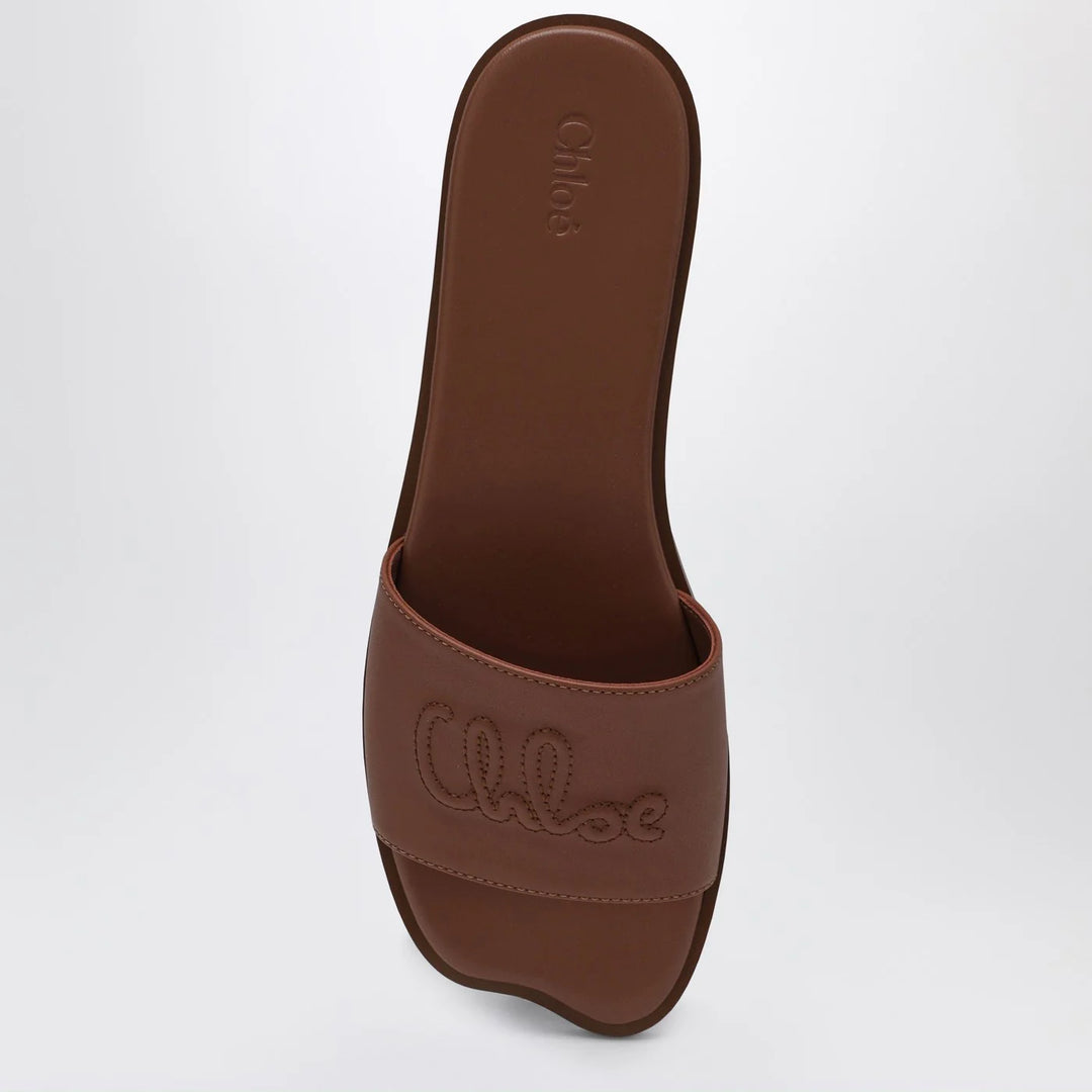 Chloé - Soleil mules in Ginger Brown leather