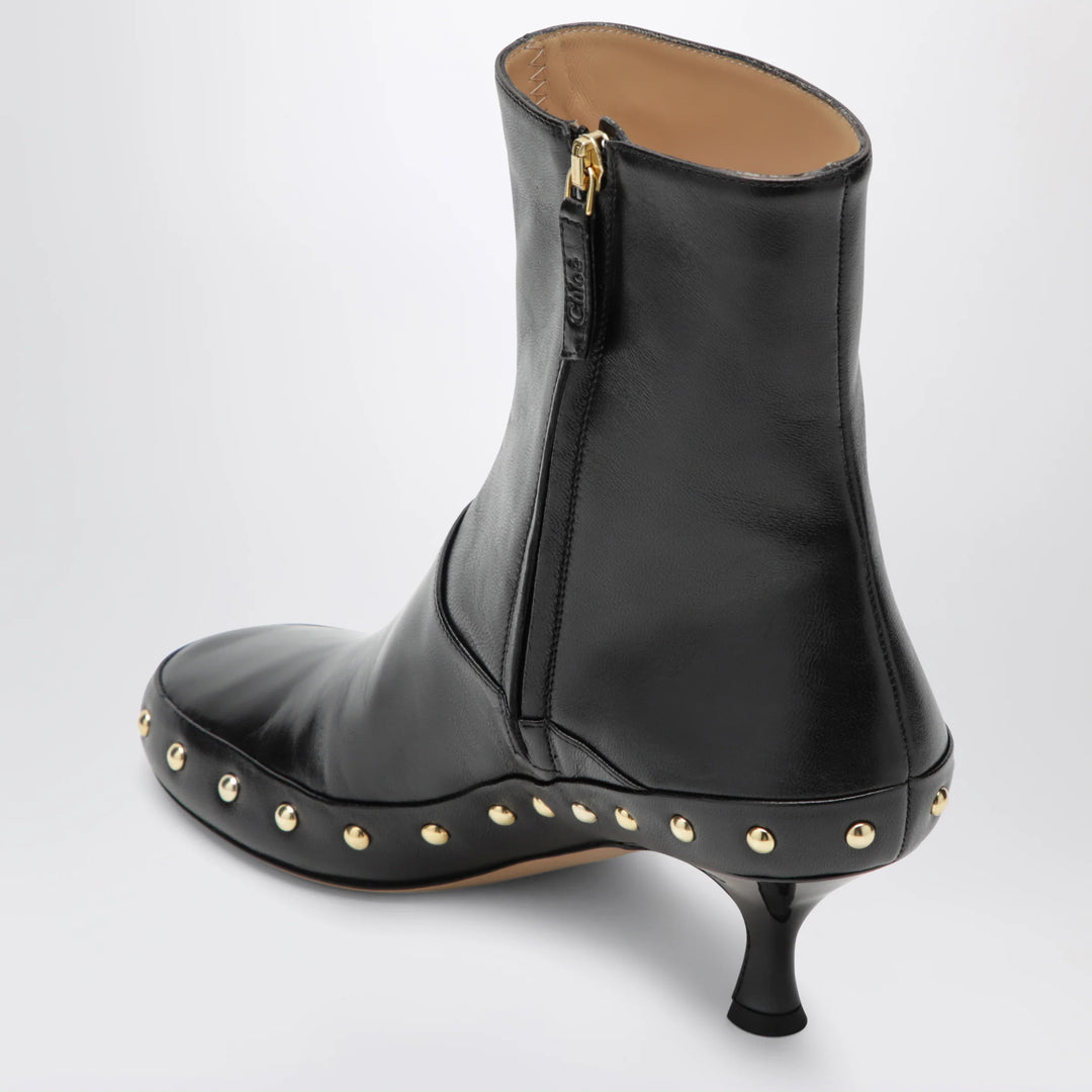 Chloé - Junie hammered leather ankle boots in black