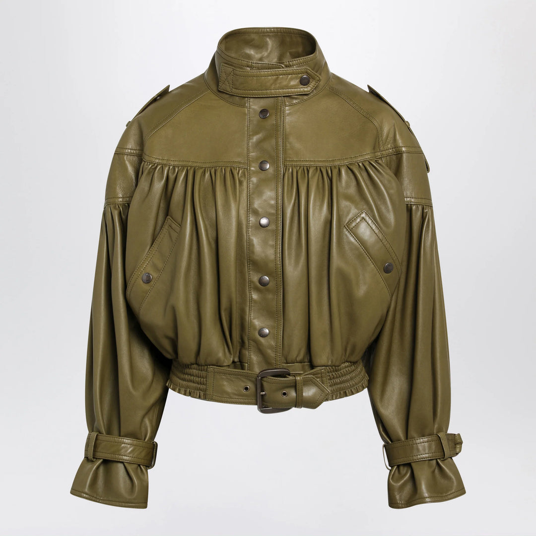 Chloé - Eucalyptus cropped jacket with leather belt