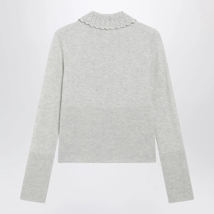 Chloé - Slim-fit logo wool cardigan in Sweet Grey