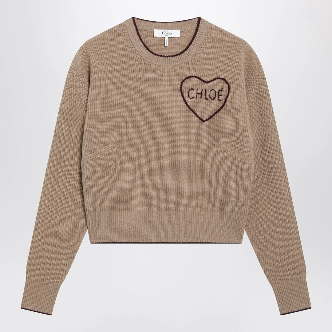 Chloé - Light Brown Wool and Cashmere Logo Sweater