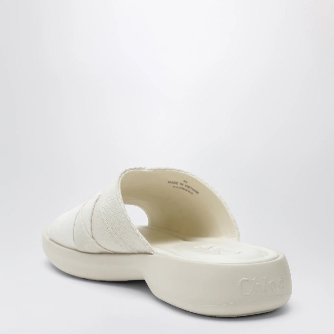 Chloé - Poolette clogs in ivory woven linen