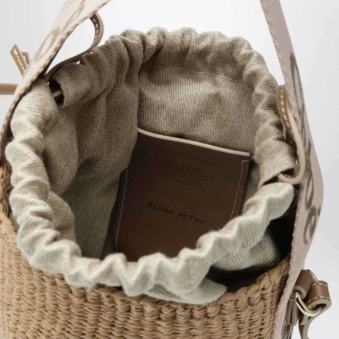Chloé - Small Woody bucket bag in raffia