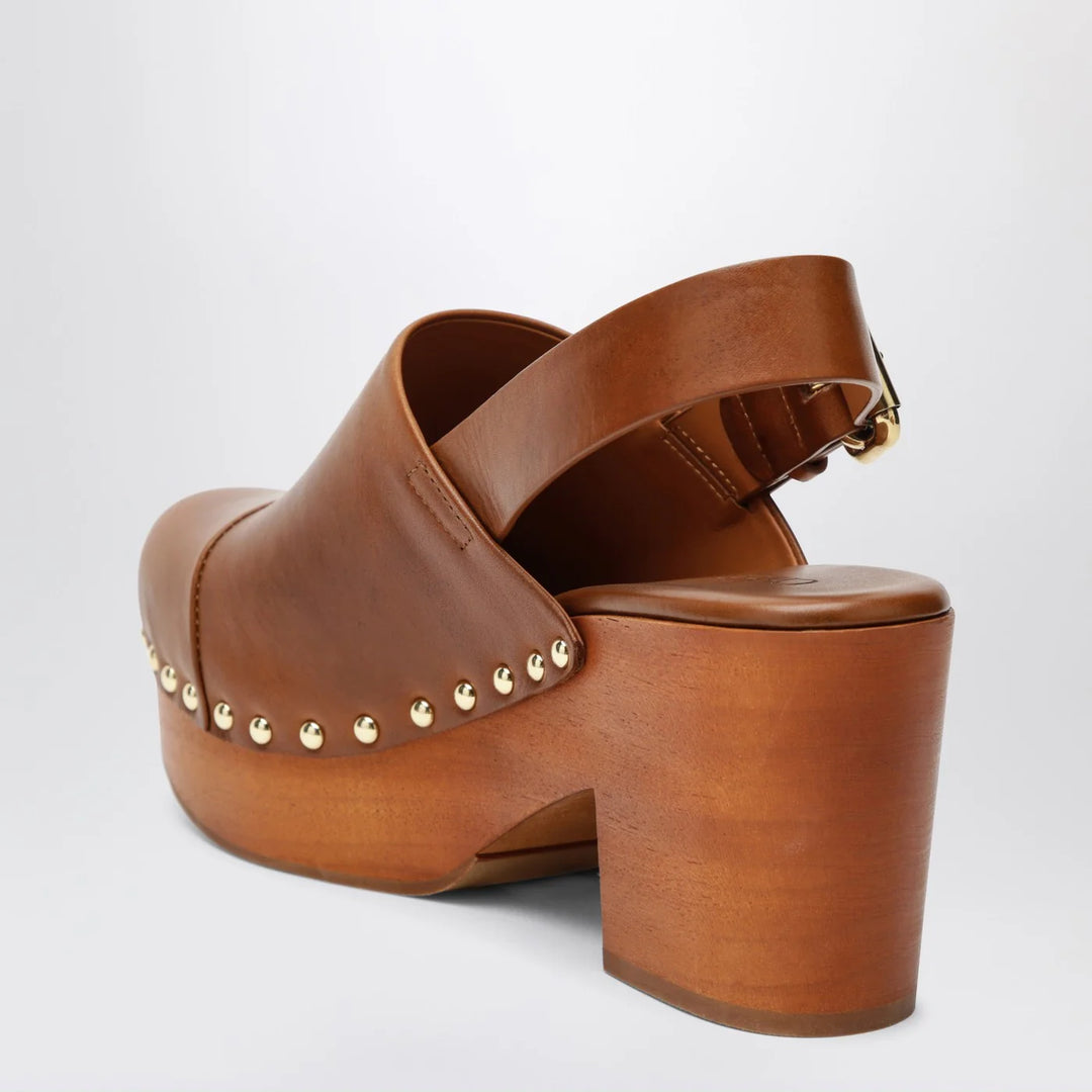 Chloé - Brown Jeannette clogs with studs