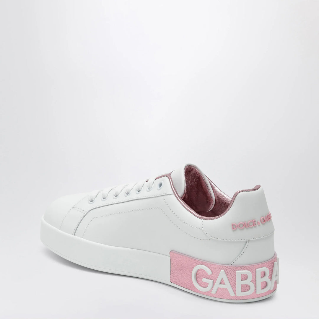 Dolce&amp;Gabbana - Portofino white/pink leather sneakers