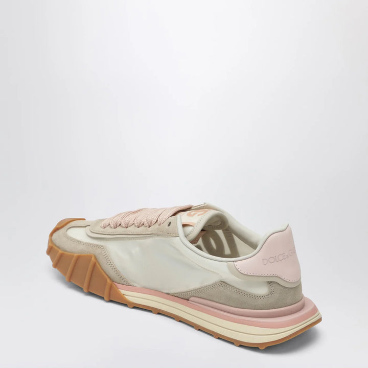 Dolce&amp;Gabbana - DG Athletic Sneakers in ivory and pink fabric and leather
