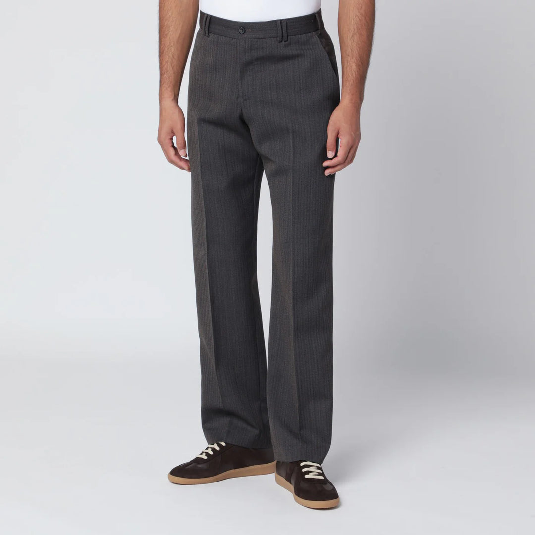 PT Torino - Brown striped wool trousers