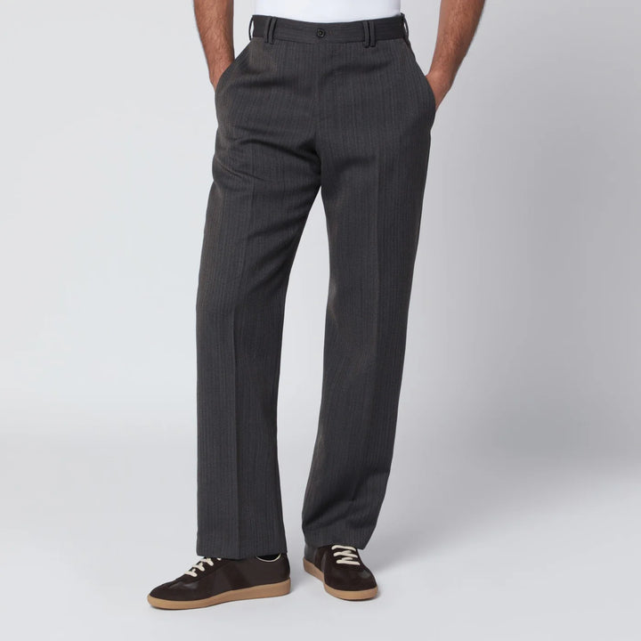 PT Torino - Brown striped wool trousers