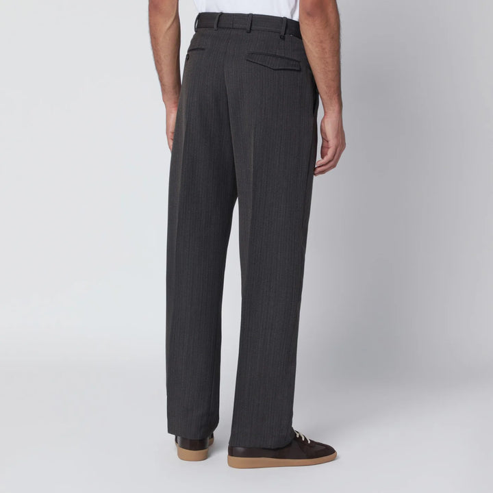 PT Torino - Brown striped wool trousers