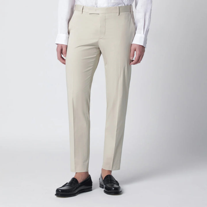 PT Torino - Beige slim-fit cotton-blend trousers