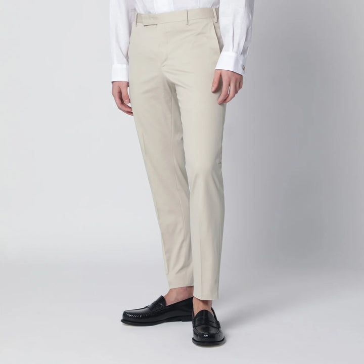 PT Torino - Beige slim-fit cotton-blend trousers