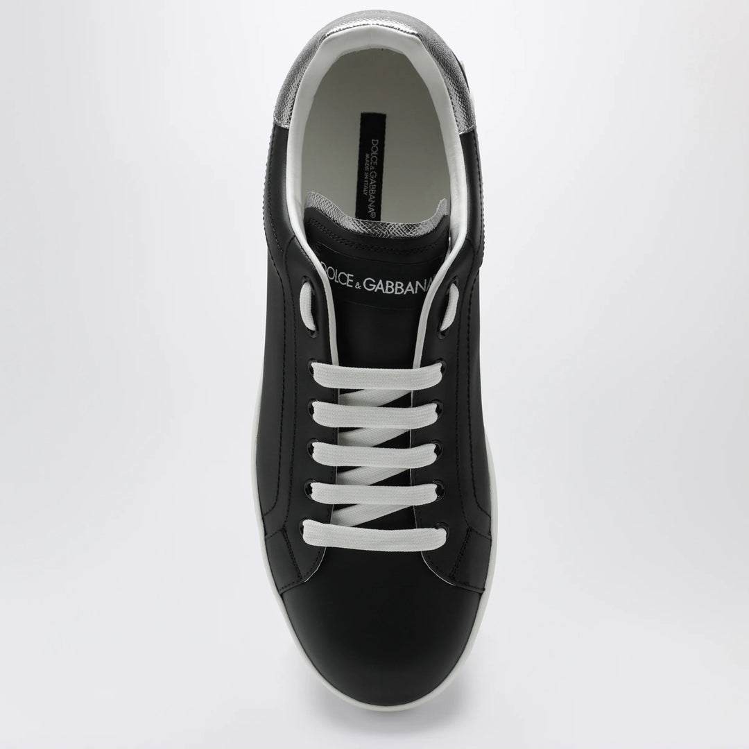 Dolce&amp;Gabbana - Portofino classic leather sneakers in black and silver