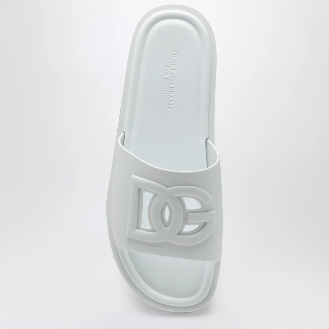 Dolce&amp;Gabbana - Optical white rubber beachwear slides