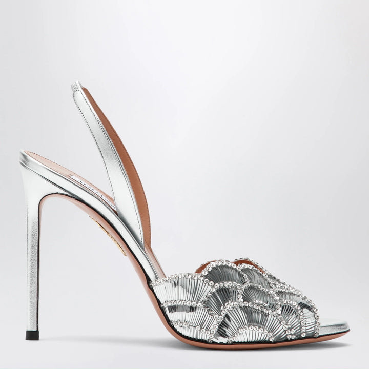 Aquazzura - Ce Soir silver sandals in nappa leather