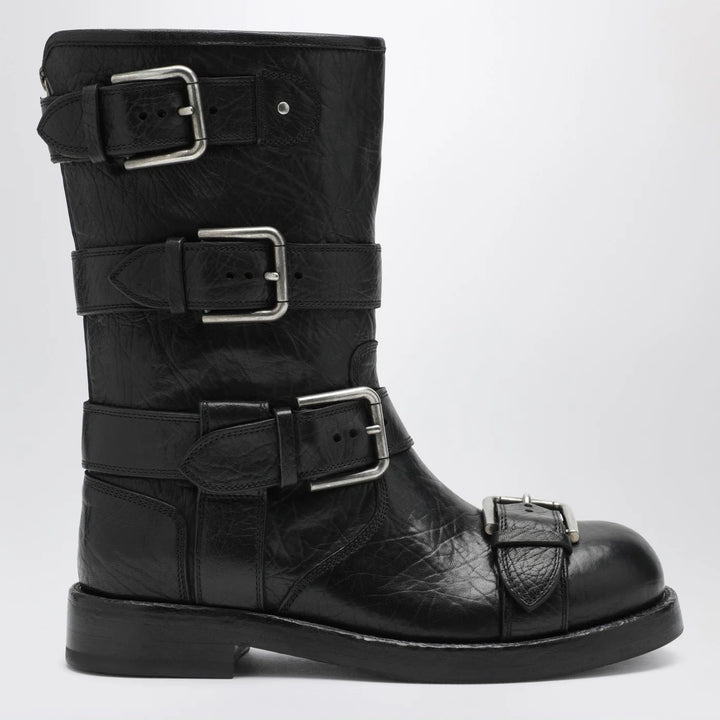 Dolce&amp;Gabbana - Black leather boots with straps