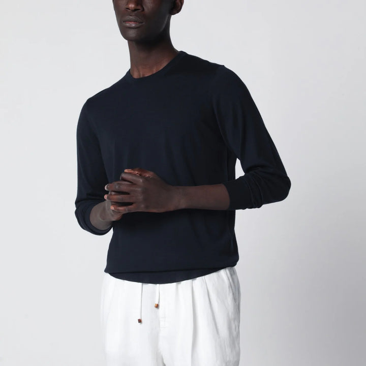 Drumohr - Navy blue wool crew-neck sweater