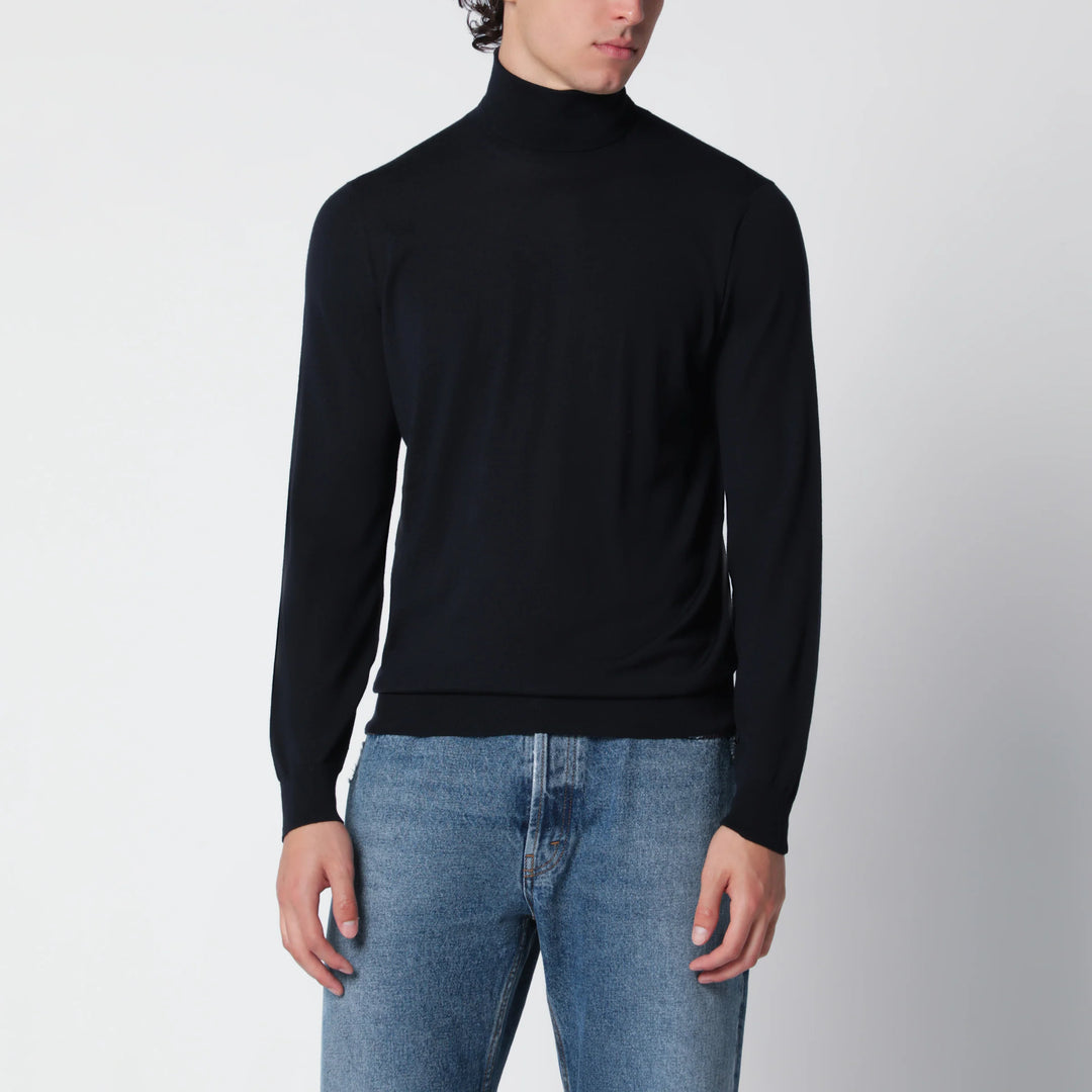 Drumohr - Navy blue wool turtleneck sweater