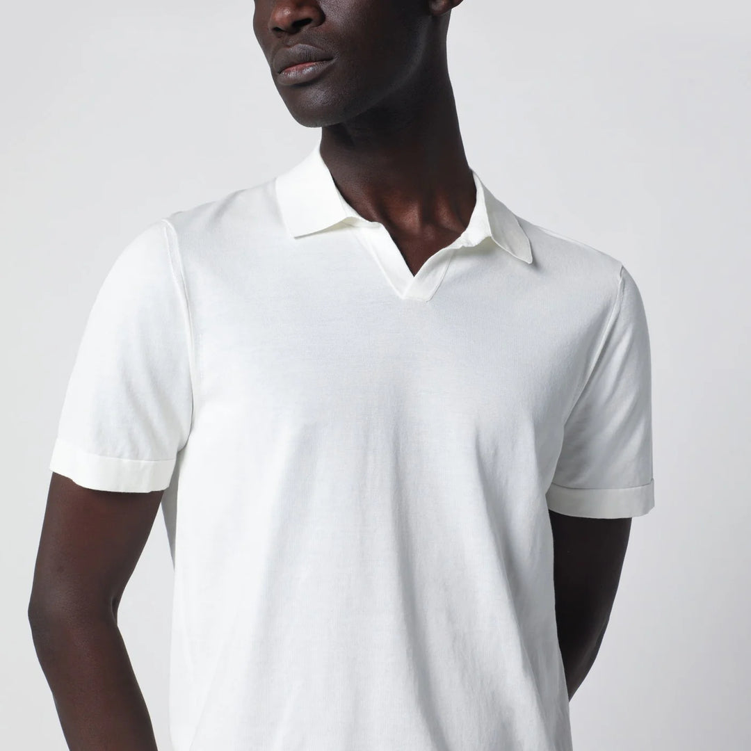 Drumohr - Milk-white cotton knit polo