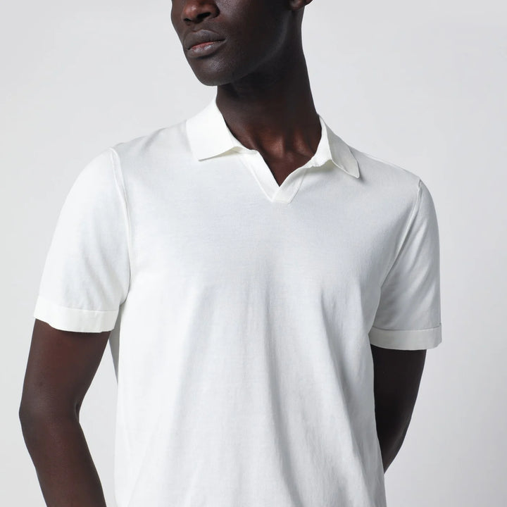 Drumohr - Milk-white cotton knit polo