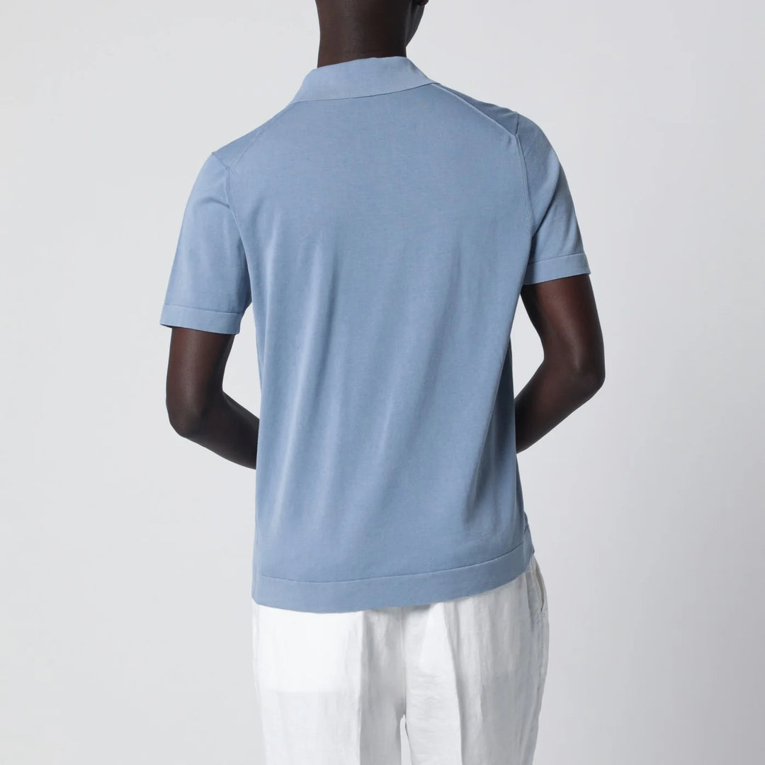 Drumohr - Light blue cotton knit polo