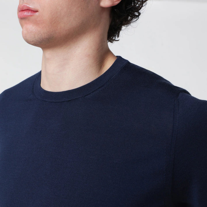 Drumohr - Blue cotton crewneck sweater