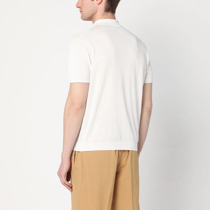 Drumohr - Milky white polo shirt in cotton