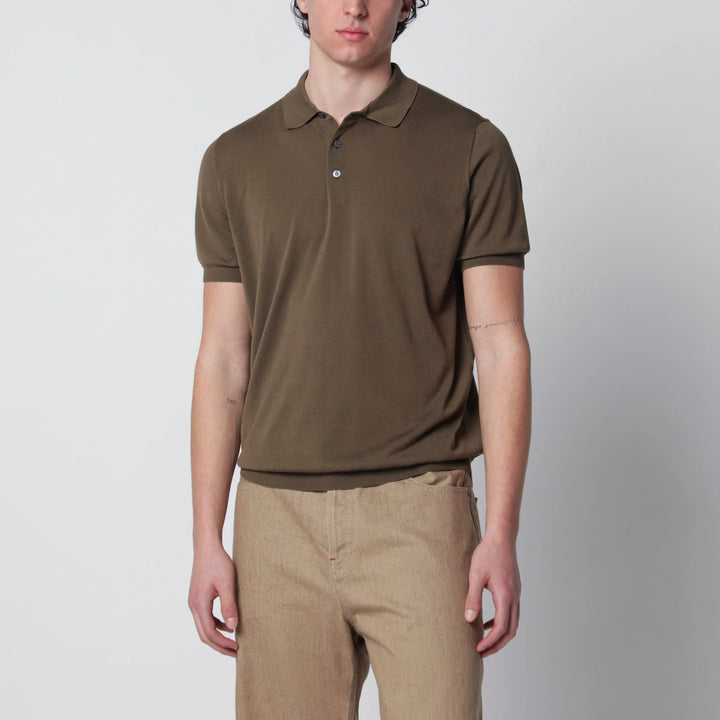Drumohr - Military green cotton polo shirt