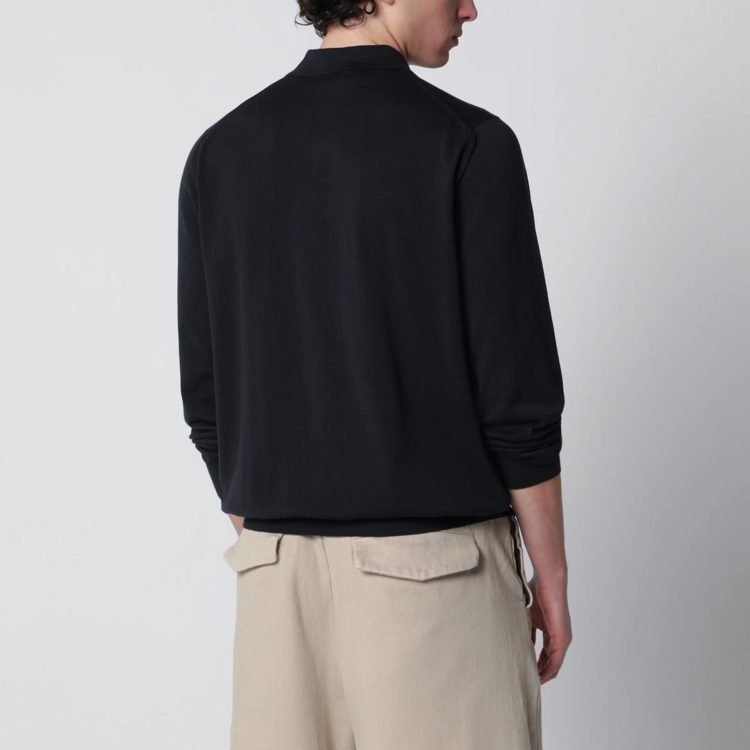 Drumohr - Navy blue cotton polo shirt