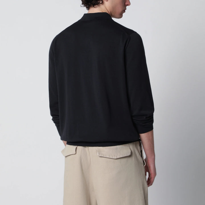 Drumohr - Navy blue cotton polo shirt