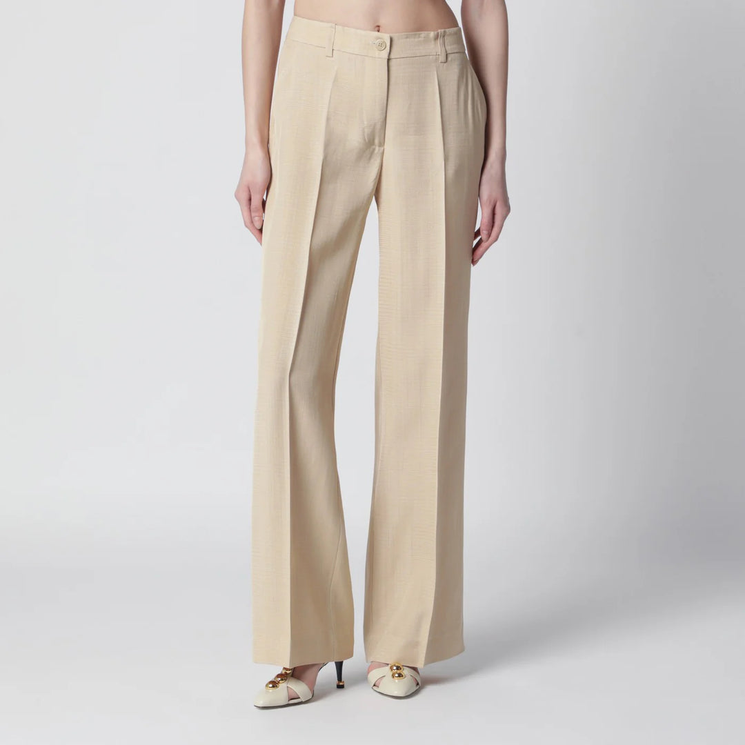 P.A.R.O.S.H. - Champagne-colored viscose trousers