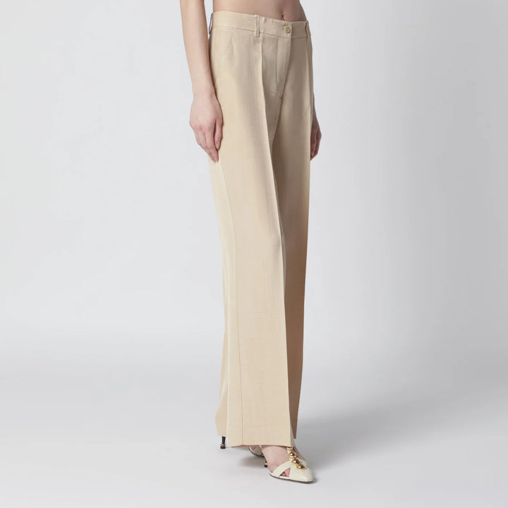 P.A.R.O.S.H. - Champagne-colored viscose trousers
