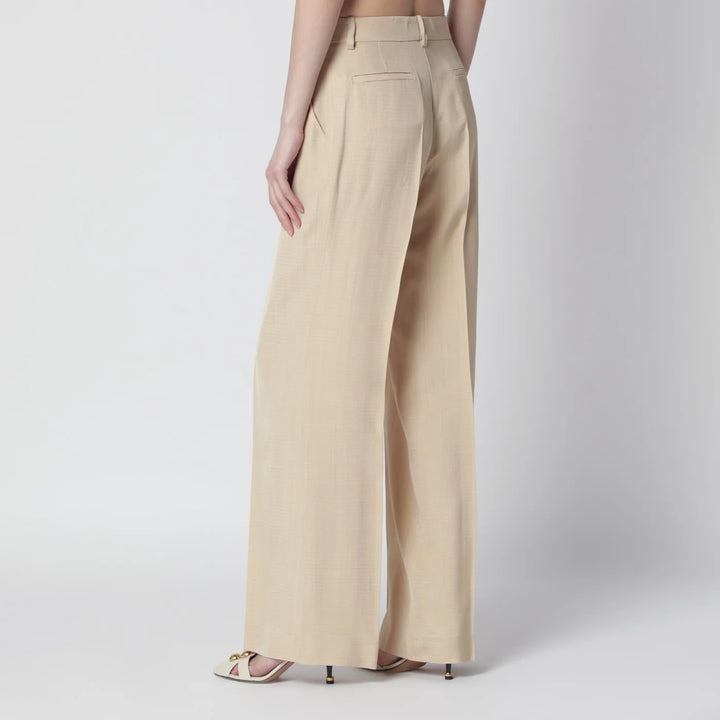 P.A.R.O.S.H. - Champagne-colored viscose trousers