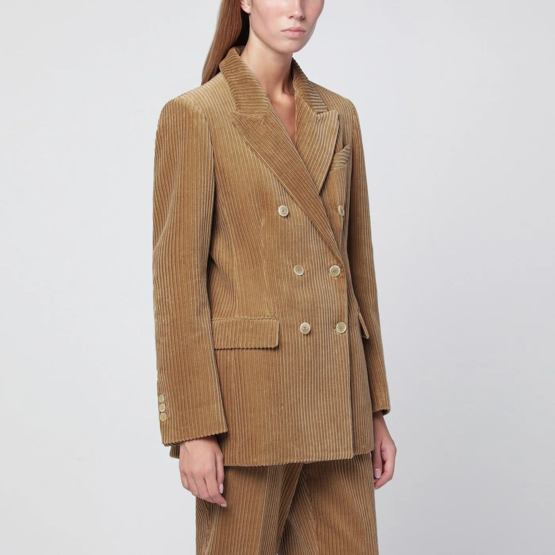 P.A.R.O.S.H. - Camel-coloured ribbed velvet jacket