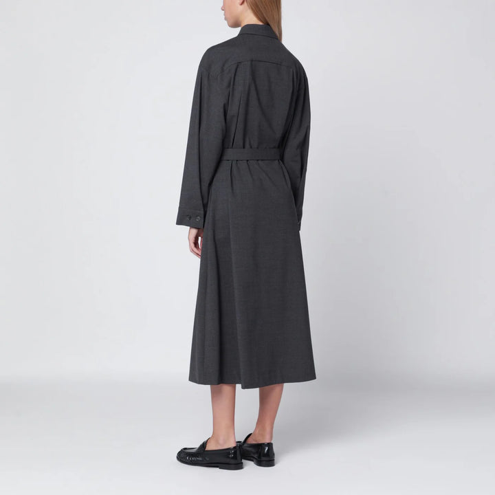 P.A.R.O.S.H. - Anthracite grey belted shirt dress
