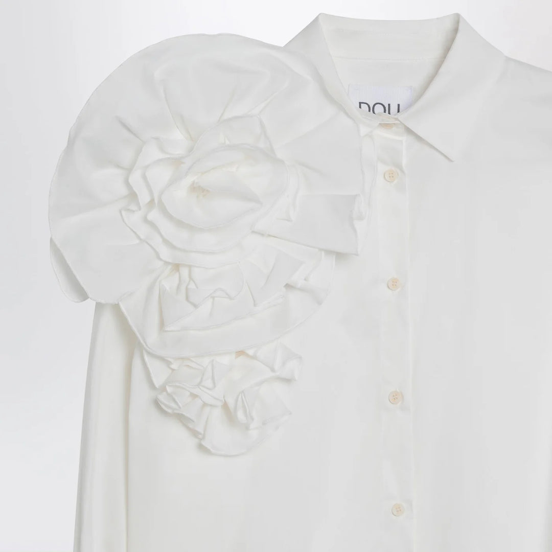Douuod - Striped shirt lime/white in cotton