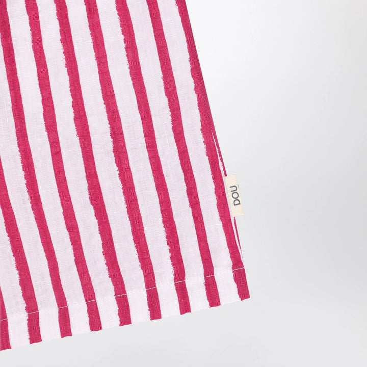 Douuod - White/red striped Bermuda shorts in linen