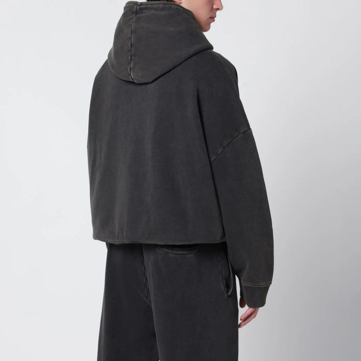 Entire Studios - Washed black cotton zip-up hoodie