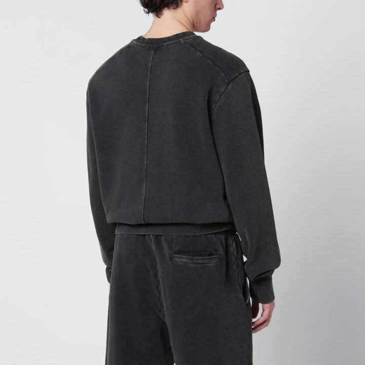 Entire Studios - Washed black cotton crewneck sweatshirt