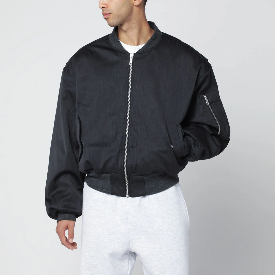 Entire Studios - Grey wool-blend bomber jacket with zip