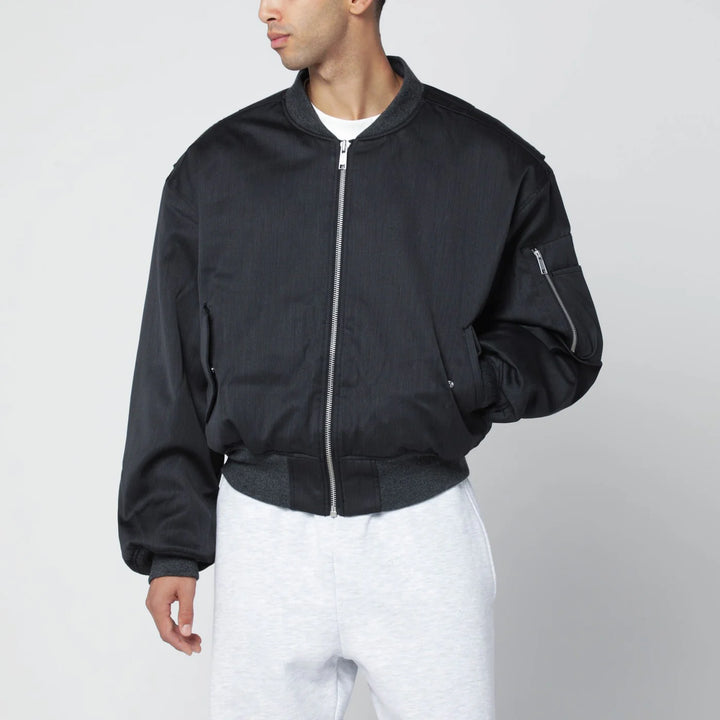 Entire Studios - Grey wool-blend bomber jacket with zip