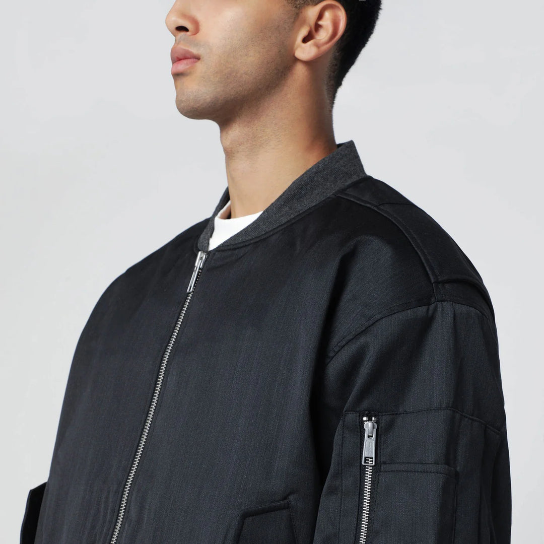 Entire Studios - Grey wool-blend bomber jacket with zip
