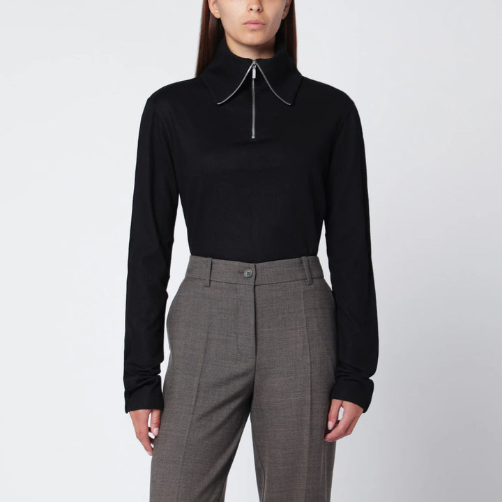 Entire Studios - Black wool zip-collar top