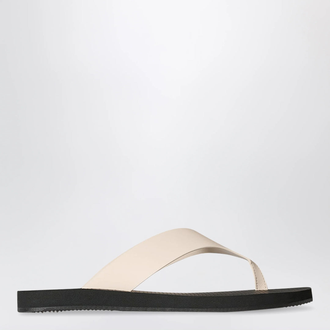 The Row - Ginza calfskin leather thong sandal in ivory/black